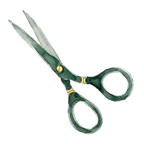 Watercolour illustration of a pair of scissors