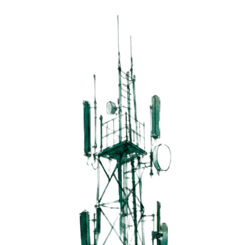 Watercolour illustration of a communications tower